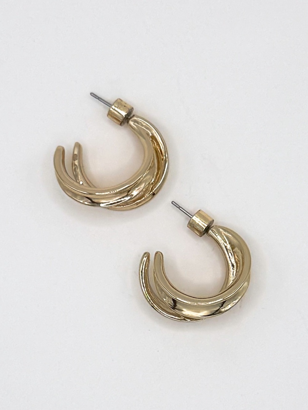 Mango Shiny Gold Twisted Cuff Hoop Earrings